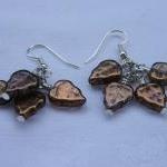 Earrings, Bronze, Leaves, D..