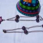 Necklace, Purple Lucite Bea..