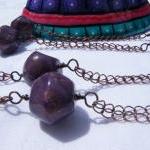 Necklace, Purple Lucite Bea..