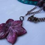 Necklace, Purple Lucite Bea..