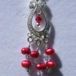 Earrings, Red Dancing Pearl..
